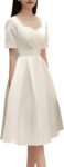 Women's Satin A Line Wedding Dress Elegant Evening Prom Gown for Party Photo Shoot