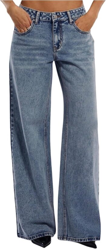 Women Going Out Low Rise Straight Leg Jeans Loose Fit Denim Pants