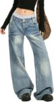 Low Rise Baggy Jeans for Women Wide Leg  Boyfriend Jeans Vintage Washed Loose Fit Mom Denim Pants Streetwear