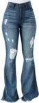 Vintage Bell Bottoms Flare Jeans for Women s High Waist Ripped Distressed Wide Leg High Rise Denim Pants