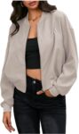 Women Cropped Bomber Jackets Casual Lightweight Jacket Zip Up Long Sleeve Coat Fall Jacket