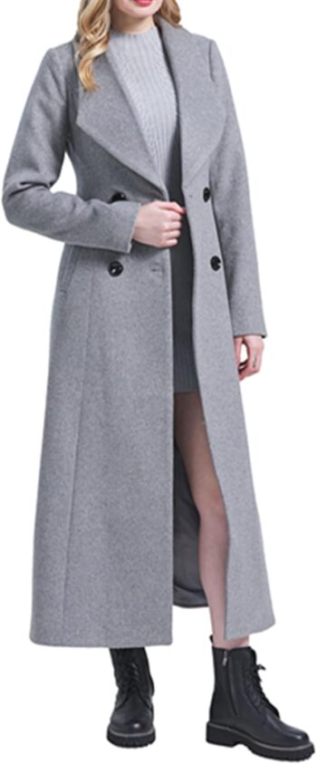 Women Charming Long Wool Trench Coat Winter Double Breasted Classic Warm Thick Jacket