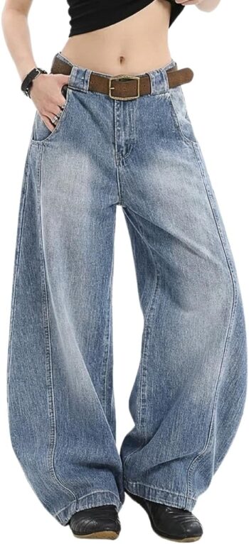 Barrel Baggy Jeans for Women Men Wide Leg Low Rise Jeans Loose Oversized Boyfriend Pants Aesthetic Clothes