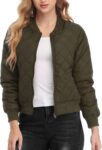 Women Bomber Jacket Fashion Quilted Casual Lightweight Bomber Jakcets Zip up Outerwear Jacket with Pockets
