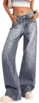 Low Rise Baggy Jeans for Women  Straight Wide Leg Denim Pants Casual Loose Boyfriend Jean Trouser