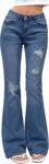 Flare Jeans for Women Trendy, Mid-High Waist Bootcut Bell Bottom Jeans, Stretchy Denim  Pants with Pockets