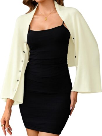 Women Open Front Shurg Sweaters Lightweight Cropped Cardigan Elegant Shawl and Wrap Knit Bolero