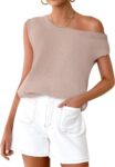 Women Summer Off The Shoulder Knit Tops  Casual Short Sleeve d Tunic T Shirt