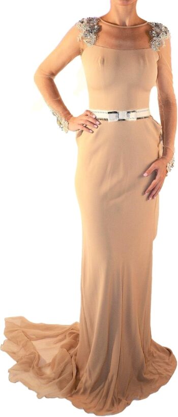 Women's Luxury Evening Gown Dress  Beige