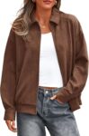 Faux Suede Bomber Jacket Women Fall Fashion  Casual Zip Up d Trendy Winter Clothing Outerwear Coats